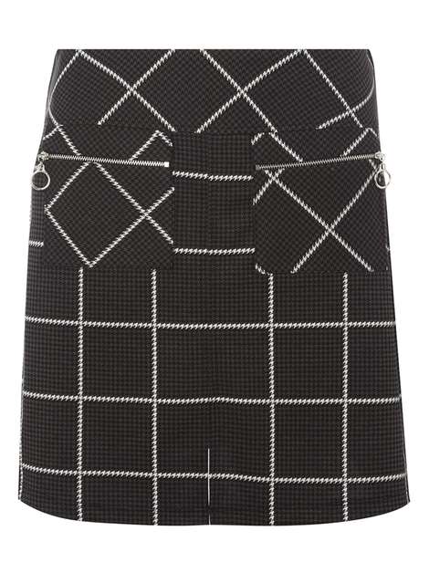 Grey and White Dogtooth A-line skirt